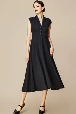 BABEYOND Dresses|Cap Sleeve Shirtwaist V Neck Dress