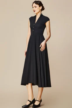 BABEYOND Dresses|Cap Sleeve Shirtwaist V Neck Dress