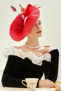 BABEYOND Headpieces & Fascinators|Classic Vintage Wide Brim Fascinator