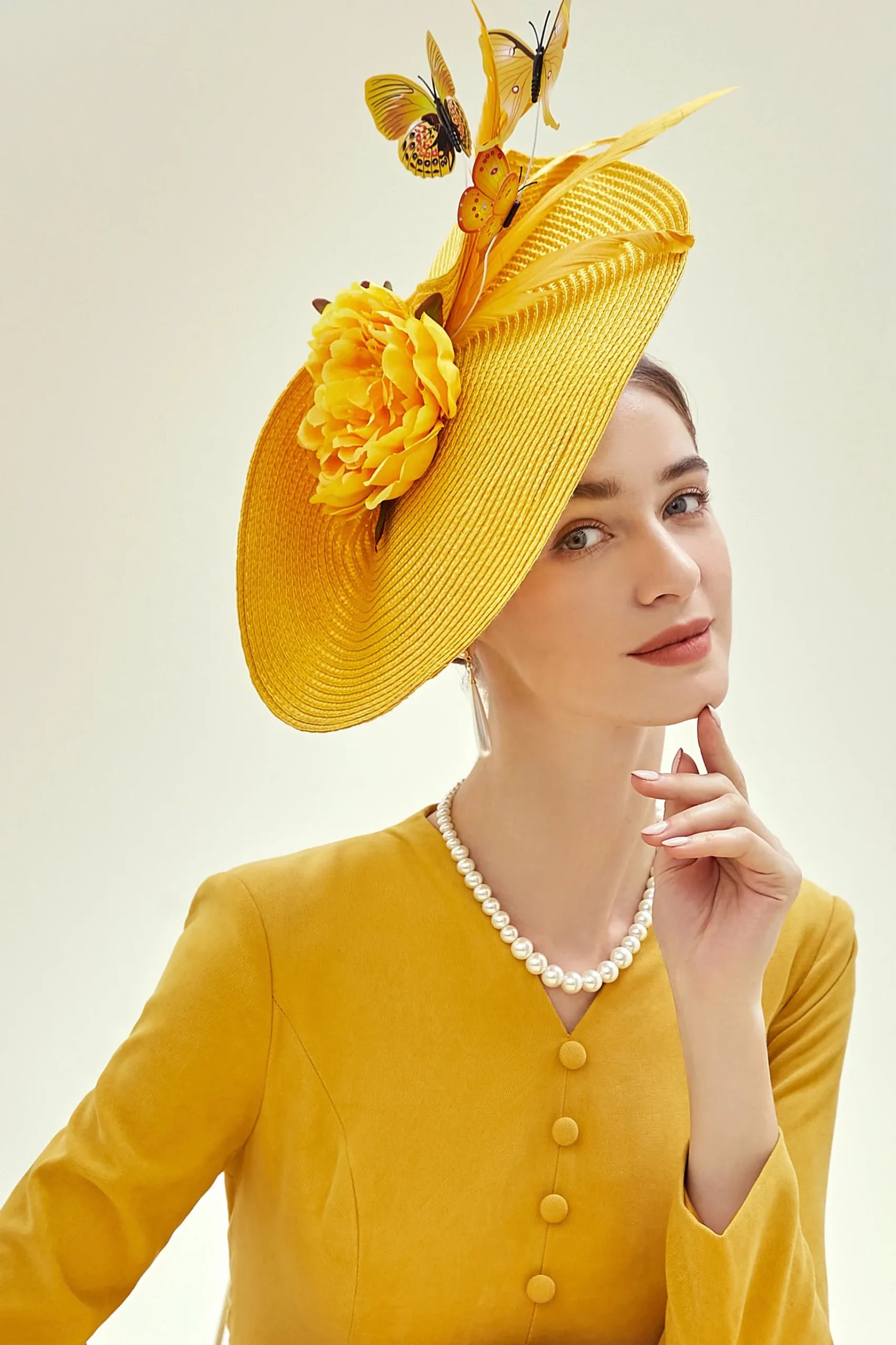 BABEYOND Headpieces & Fascinators|Classic Vintage Wide Brim Fascinator
