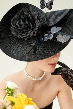BABEYOND Headpieces & Fascinators|Classic Vintage Wide Brim Fascinator