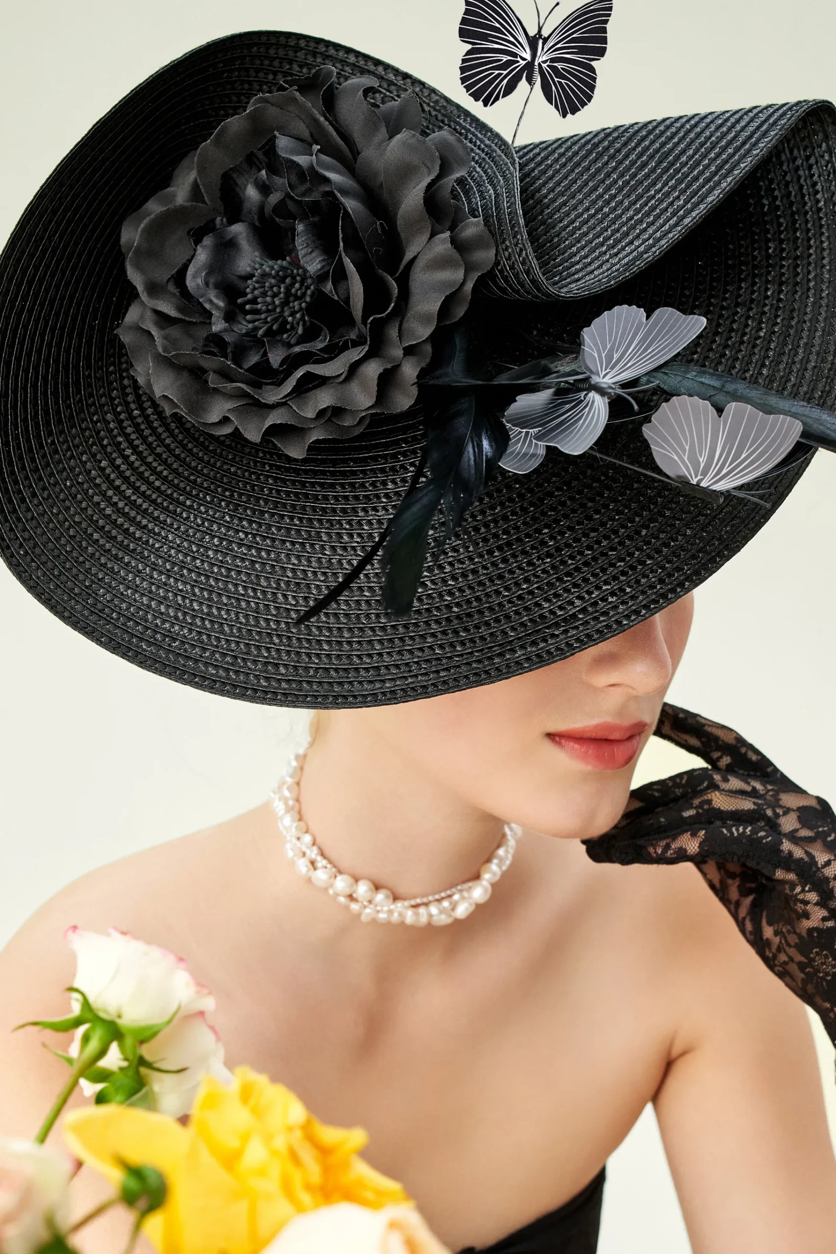 BABEYOND Headpieces & Fascinators|Classic Vintage Wide Brim Fascinator