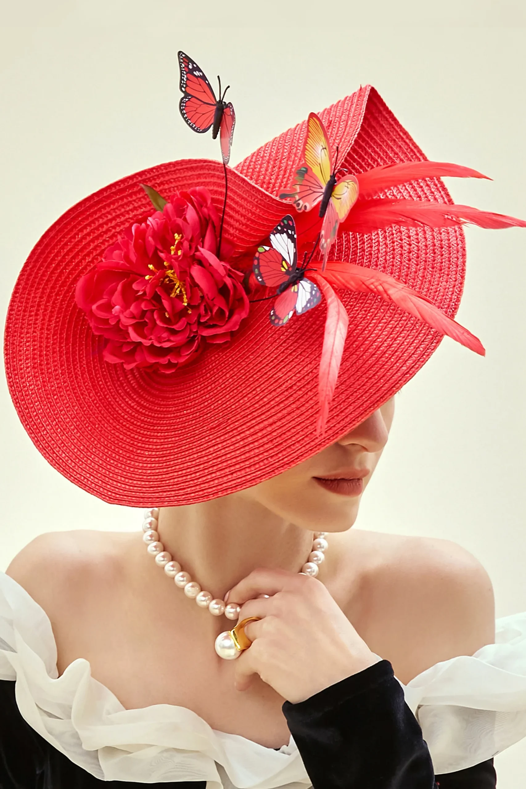 BABEYOND Headpieces & Fascinators|Classic Vintage Wide Brim Fascinator