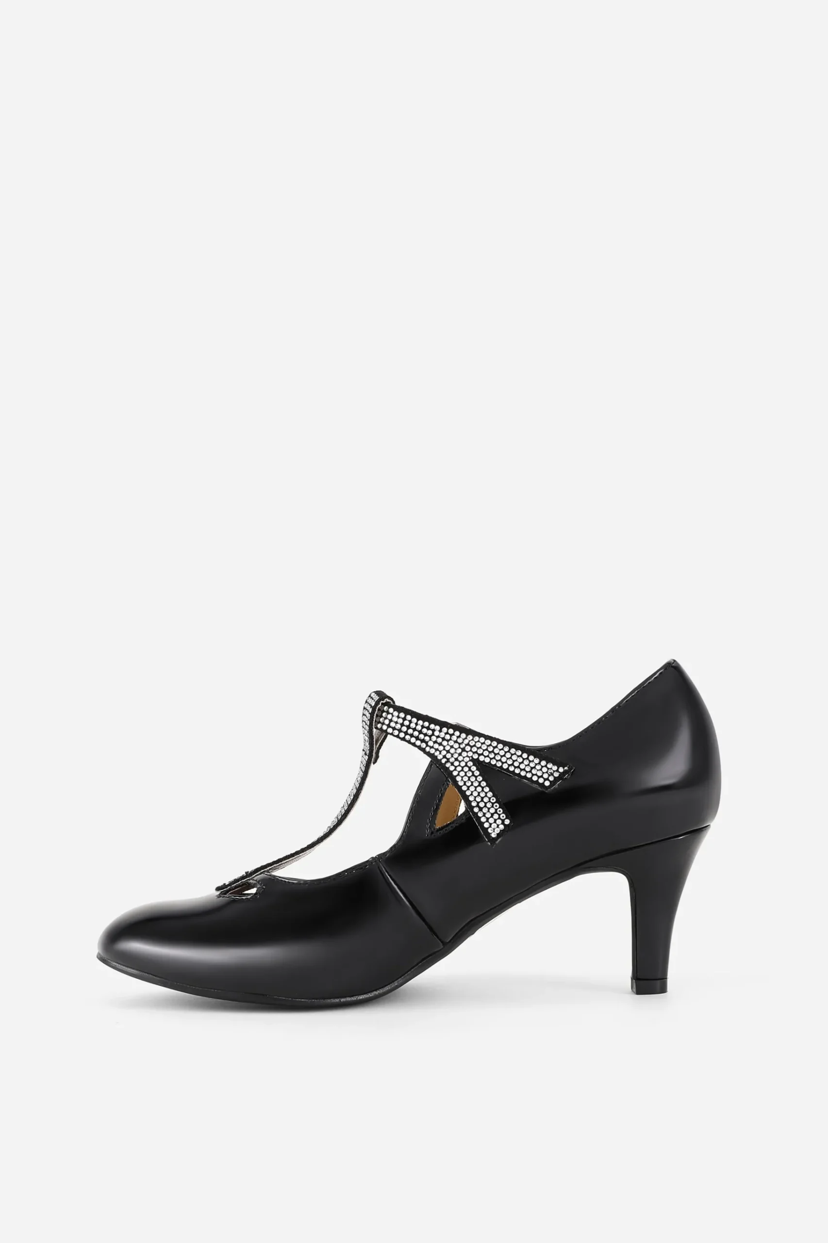 BABEYOND Shoes|Closed Toe T-Strap Rhinestone Pumps