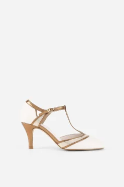 BABEYOND Shoes|Closed Toe T-Strap Two Tone Pumps Rose Gold