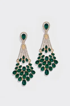 BABEYOND Jewelry|Crystal Rhinestone Chandelier Earrings Dark Green