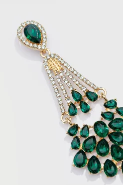 BABEYOND Jewelry|Crystal Rhinestone Chandelier Earrings Dark Green