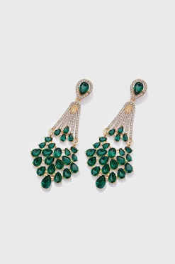 BABEYOND Jewelry|Crystal Rhinestone Chandelier Earrings Dark Green