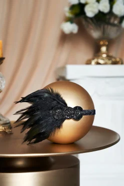 BABEYOND Headpieces & Fascinators|Crystal Studded Feather Headband Black