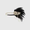 BABEYOND Headpieces & Fascinators|Crystal Studded Flower Feather Headband Black/Gold