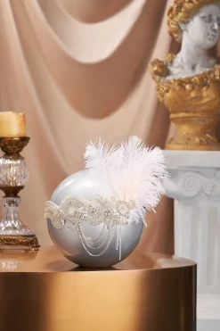 BABEYOND Headpieces & Fascinators|Crystal Studded Tinted Feather Headband White