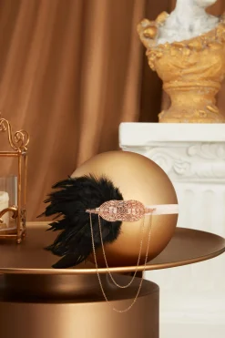 BABEYOND Headpieces & Fascinators|Dangling Chain Ostrich Feather Headband