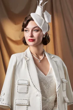 BABEYOND Headpieces & Fascinators|Elegant Bow Knot Feather Pillbox Fascinator