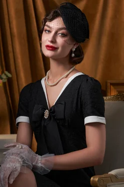 BABEYOND Headpieces & Fascinators|Elegant Bow Knot Pillbox Veil Fascinator