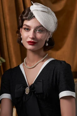 BABEYOND Headpieces & Fascinators|Elegant Bow Knot Pillbox Veil Fascinator