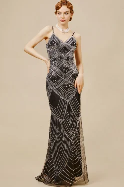 BABEYOND Dresses|Elegant Pearlized Mermaid Evening Dress Black/Silver