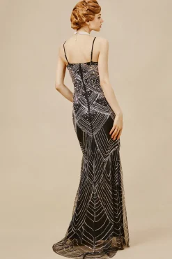 BABEYOND Dresses|Elegant Pearlized Mermaid Evening Dress Black/Silver