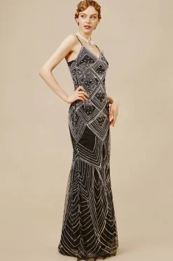 BABEYOND Dresses|Elegant Pearlized Mermaid Evening Dress Black/Silver
