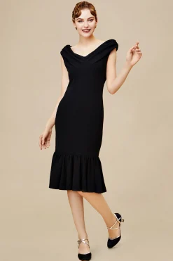 BABEYOND Dresses|Elegant Piled Neck Ruffled Midi Dress