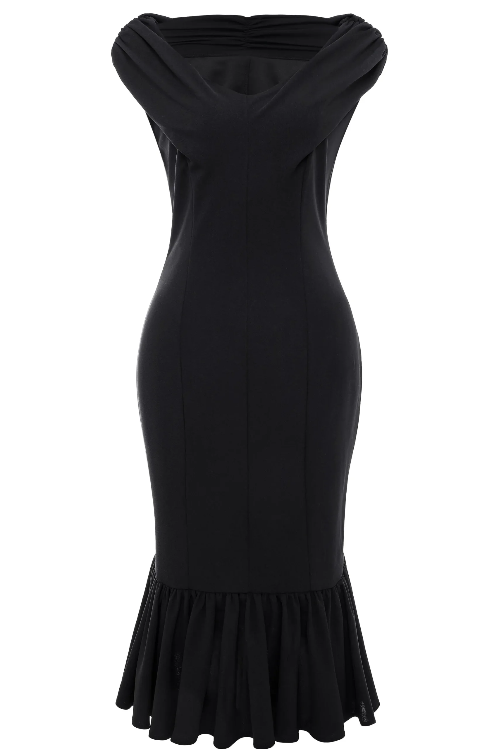 BABEYOND Dresses|Elegant Piled Neck Ruffled Midi Dress