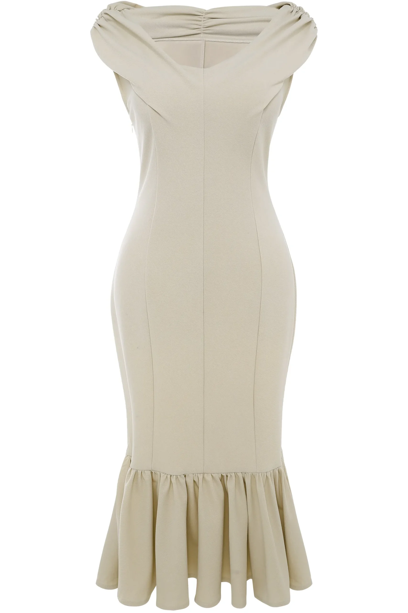 BABEYOND Dresses|Elegant Piled Neck Ruffled Midi Dress