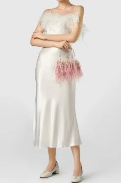 BABEYOND Handbags|Embellished Ostrich Feather Pearl Tassel Clutch