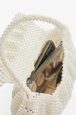 BABEYOND Handbags|Embellished Pearl Flap Evening Shoulder Bag Cream