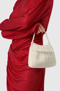 BABEYOND Handbags|Embellished Pearl Flap Evening Shoulder Bag Cream