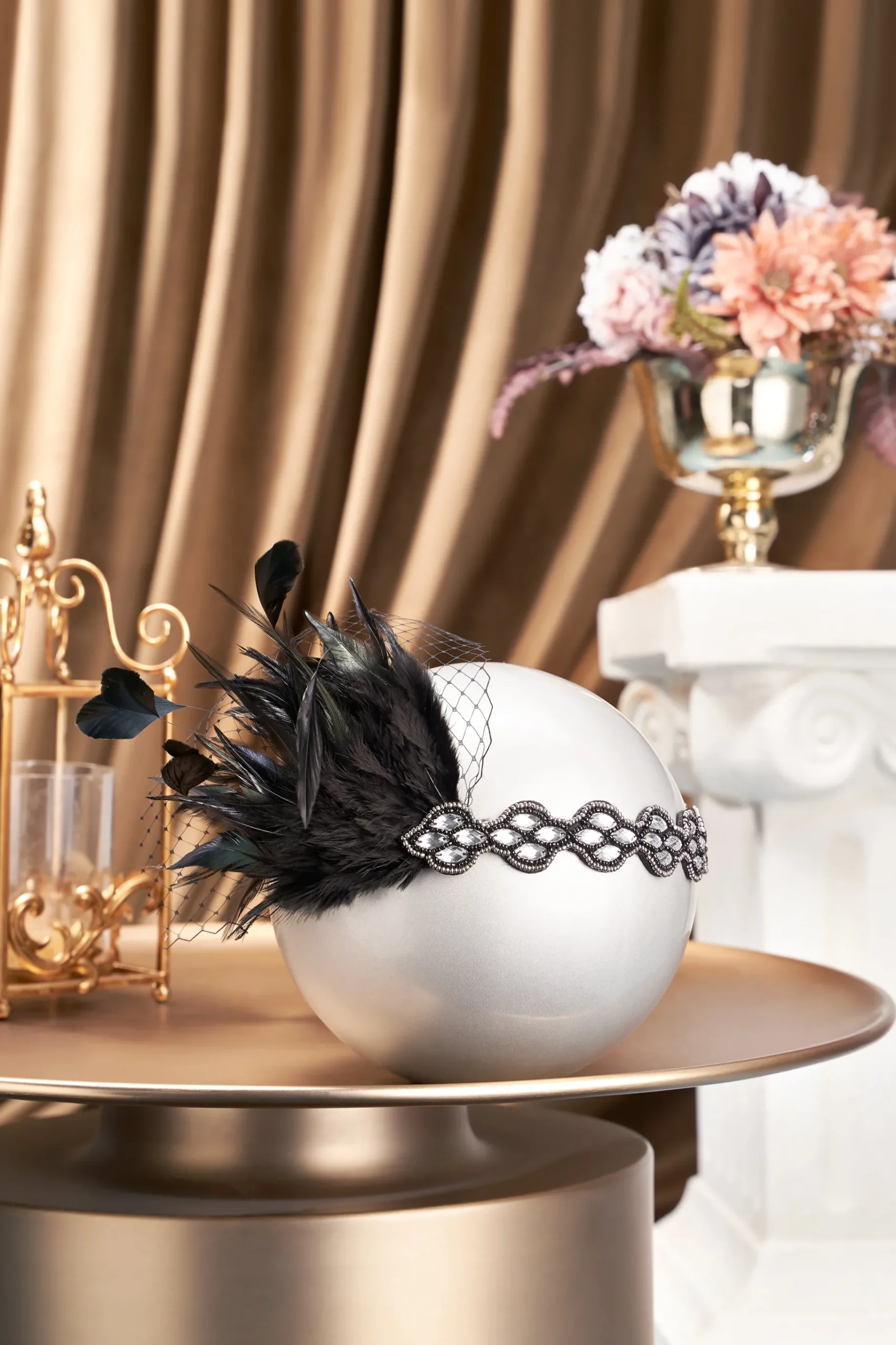 BABEYOND Headpieces & Fascinators|Embellished Rhinestone Feather Headband Black