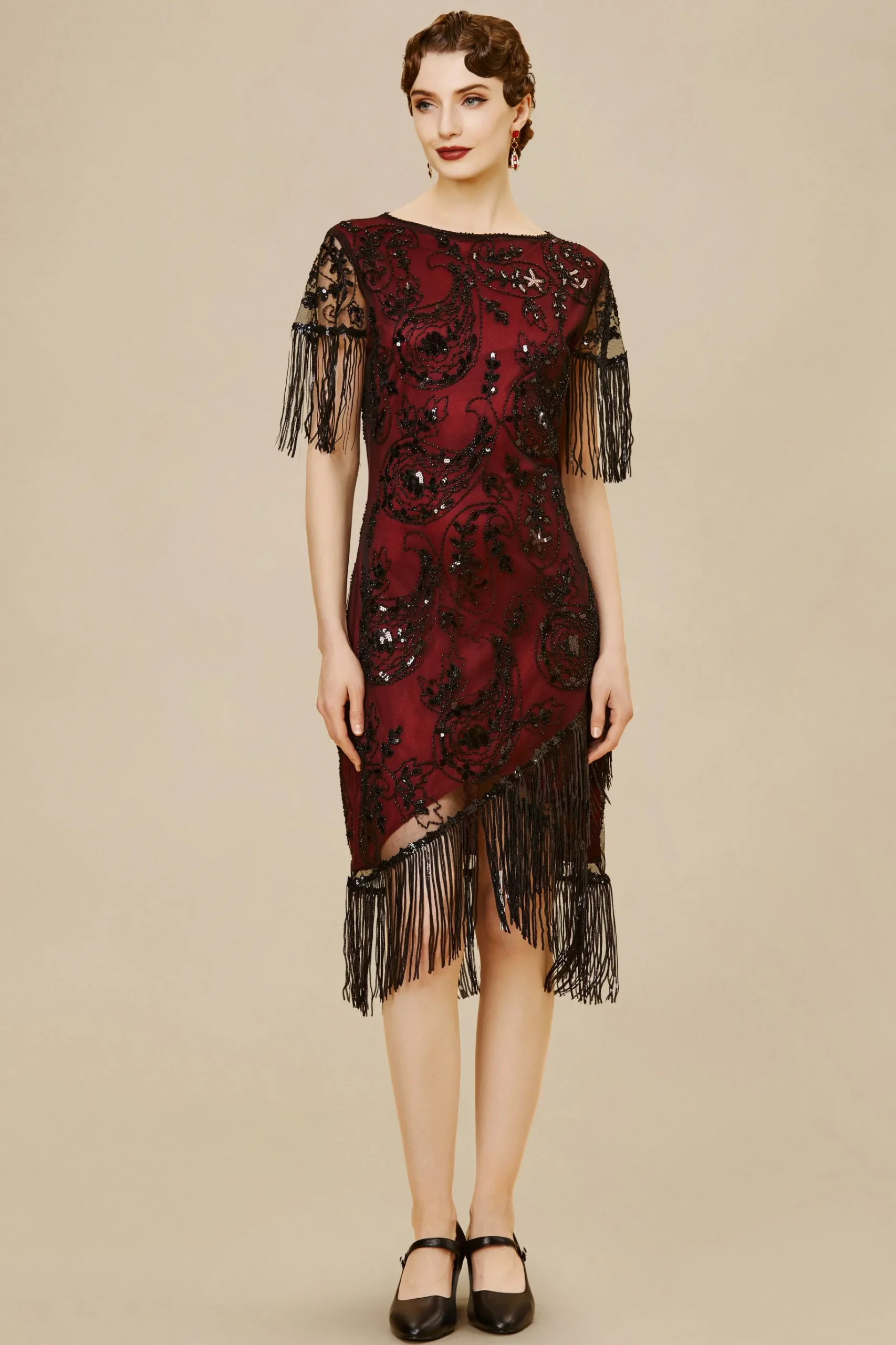 BABEYOND Dresses|Embellished Sequin Fringe Art Deco Dress
