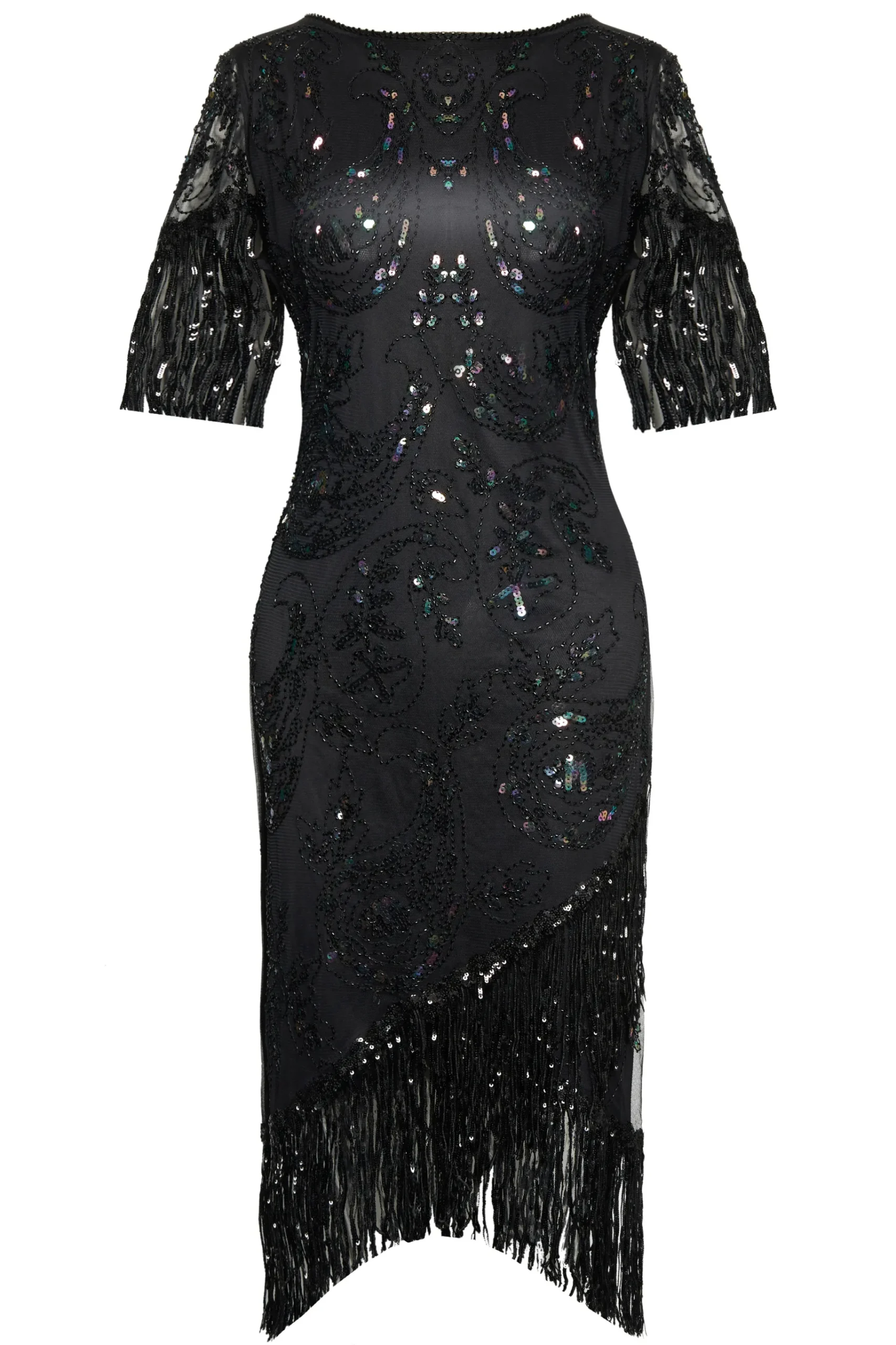 BABEYOND Dresses|Embellished Sequin Fringe Art Deco Dress