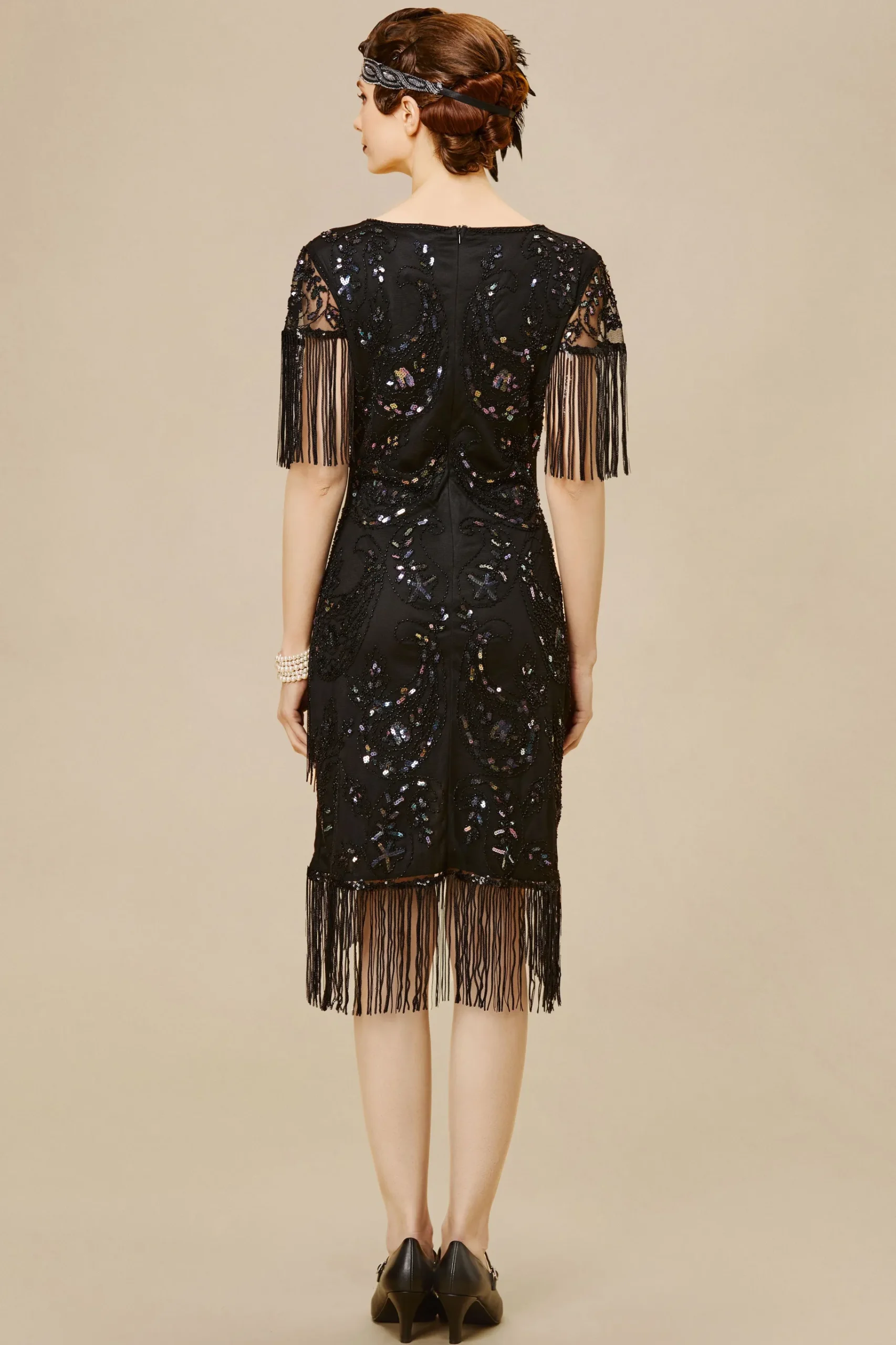 BABEYOND Dresses|Embellished Sequin Fringe Art Deco Dress