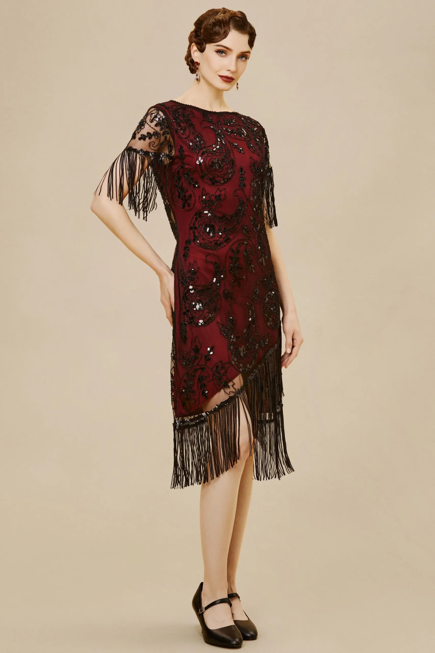 BABEYOND Dresses|Embellished Sequin Fringe Art Deco Dress