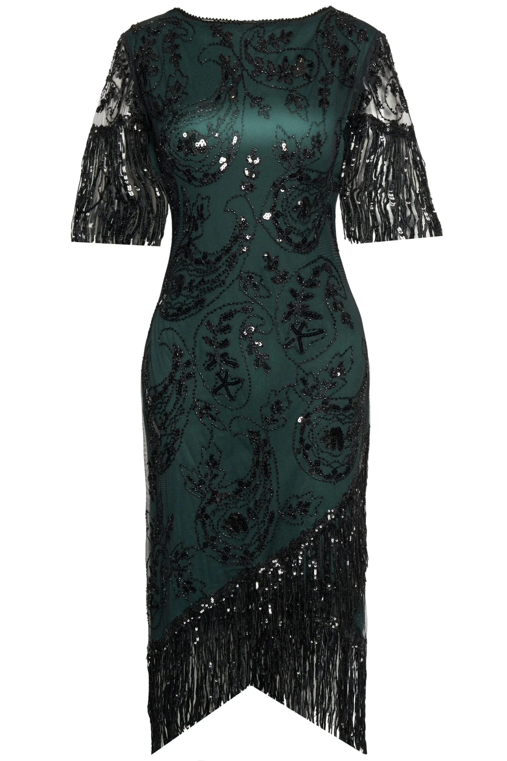 BABEYOND Dresses|Embellished Sequin Fringe Art Deco Dress