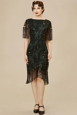 BABEYOND Dresses|Embellished Sequin Fringe Art Deco Dress