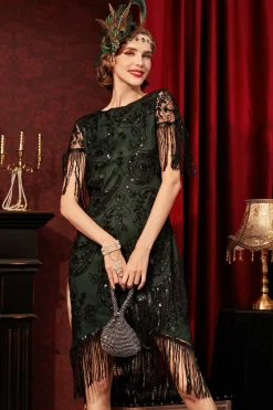 BABEYOND Dresses|Embellished Sequin Fringe Art Deco Dress