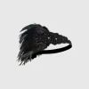 BABEYOND Headpieces & Fascinators|Embroidered Feather Shimmer Headband Black