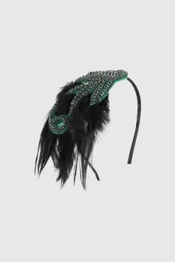 BABEYOND Headpieces & Fascinators|Embroidered Leaf Feather Headband