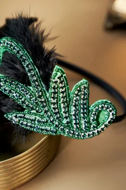 BABEYOND Headpieces & Fascinators|Embroidered Leaf Feather Headband