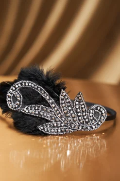BABEYOND Headpieces & Fascinators|Embroidered Leaf Feather Headband