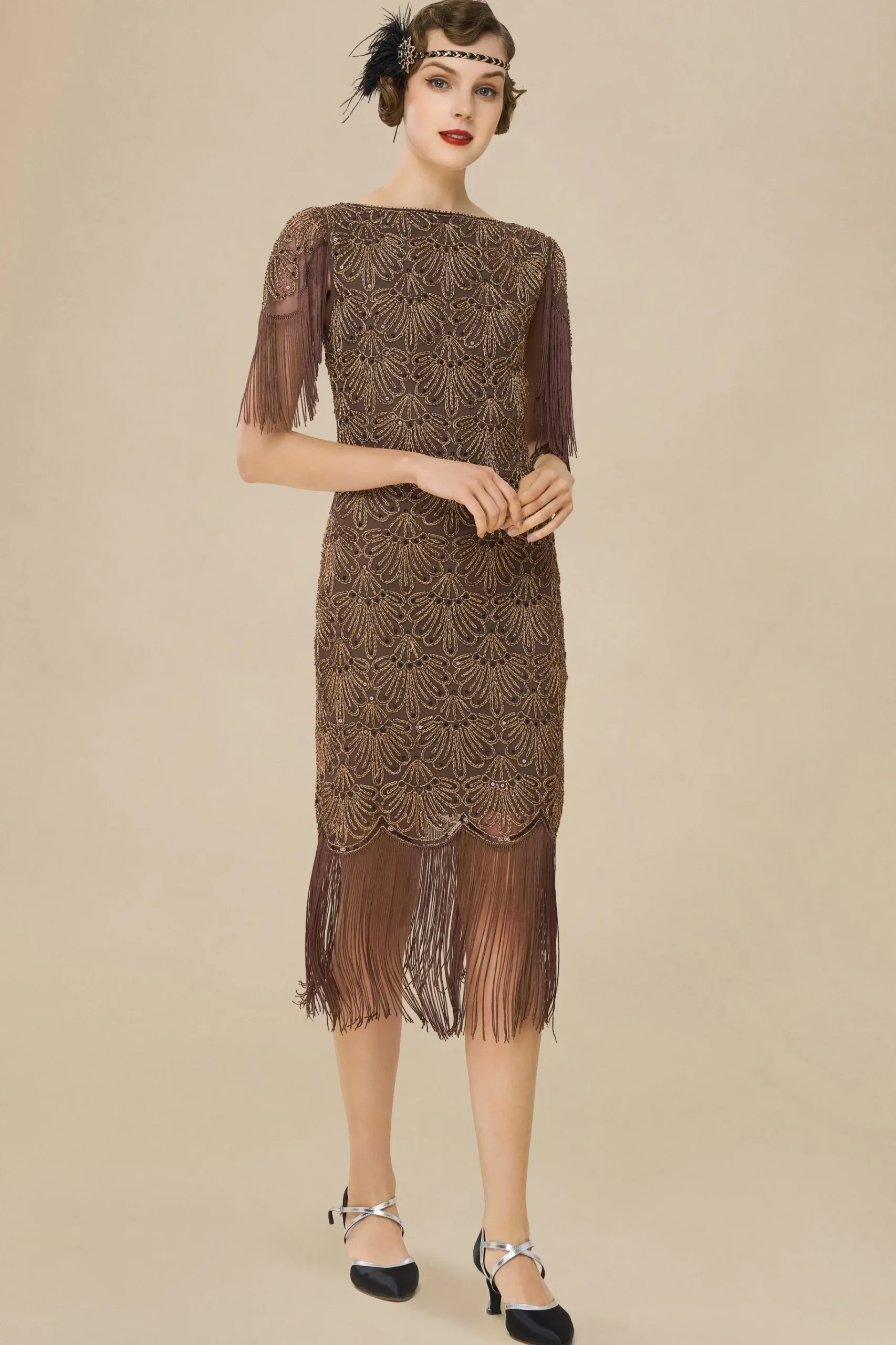BABEYOND Dresses|Embroidered Tassel Vintage Dress Coffee