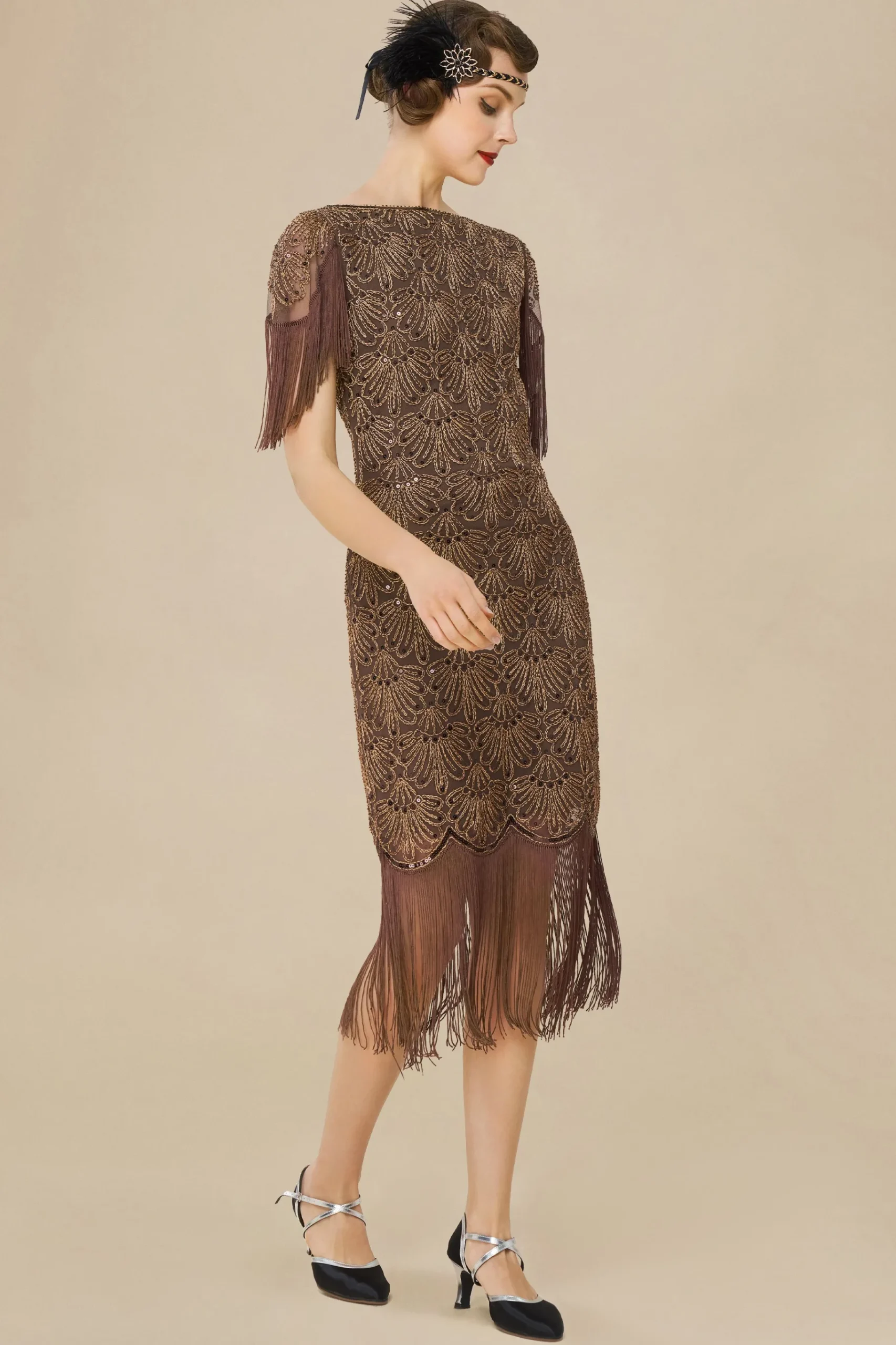 BABEYOND Dresses|Embroidered Tassel Vintage Dress Coffee