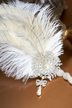 BABEYOND Headpieces & Fascinators|Fancy Embellished Feather Hairband White
