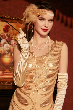BABEYOND Headpieces & Fascinators|Feather Beaded Beads Headband Champagne