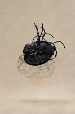 BABEYOND Headpieces & Fascinators|Floral Bow Knot Veil Feather Pillbox Fascinator
