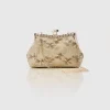 BABEYOND Handbags|Floral Embroidery Rhinestone Evening Clutch Beige