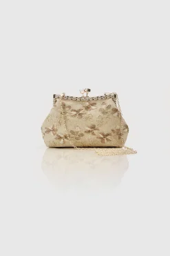 BABEYOND Handbags|Floral Embroidery Rhinestone Evening Clutch Beige