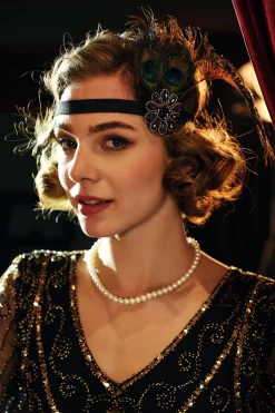 BABEYOND Headpieces & Fascinators|Gatsby Sequin Peacock Headband Dark Green