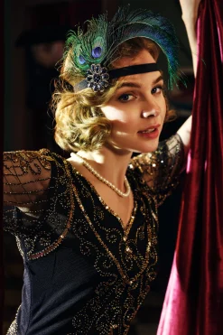 BABEYOND Headpieces & Fascinators|Gatsby Sequin Peacock Headband Dark Green