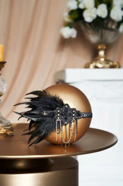 BABEYOND Headpieces & Fascinators|Glitter Rhinestone Chain Headband Black/Gold